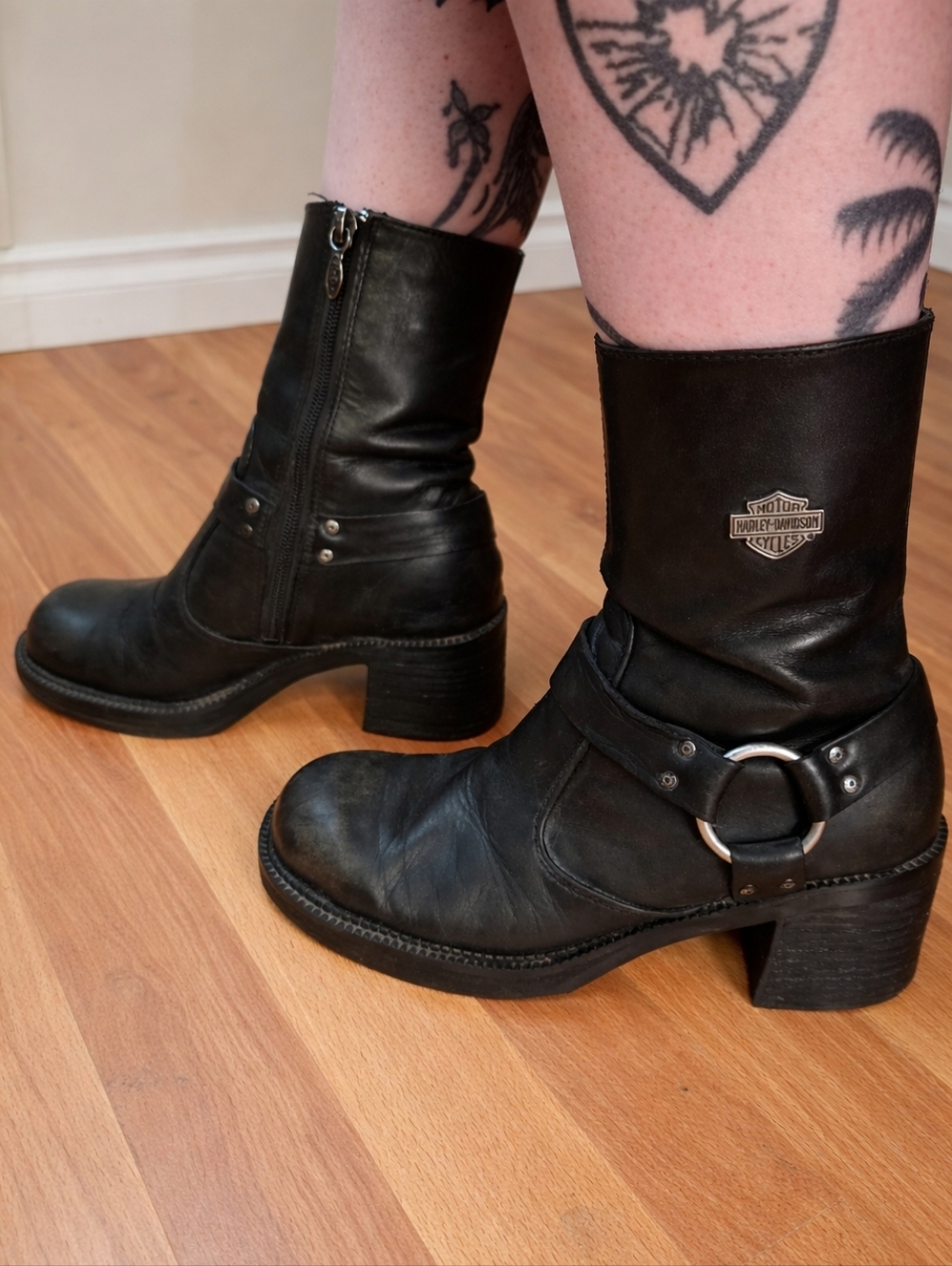 ​✨ VINTAGE Harley Davidson Leather Harness Boots | Moto Ankle Boots